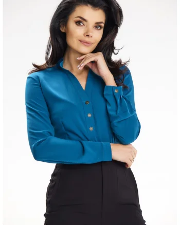 Camasa dama  poliester bleumarin