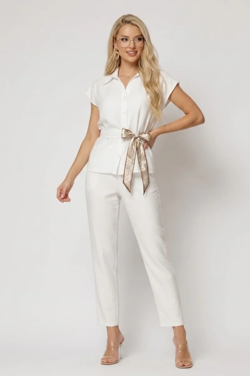 Compleu dama din vascoza format din doua piese bluza cu design deosebit