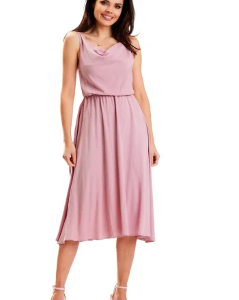 Rochie A579,  Viscoza/Poliester, Roz