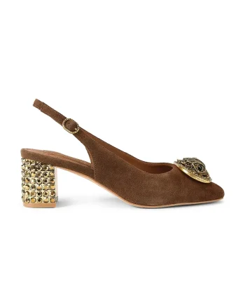 Kurt Geiger London tocuri cu călcâiul deschis din piele întoarsă Chelsea Block Slingback