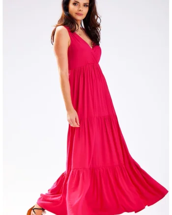 Rochie dama,  Viscoza, A581, Fuchsia