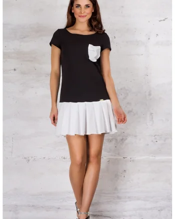 Rochie dama  Bumbac, M060, Negru/Alb