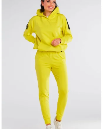 Pantaloni dama,  Bumbac/Elastan, Galben