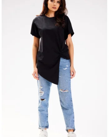Tricou dama,  Bumbac, Negru, Negru