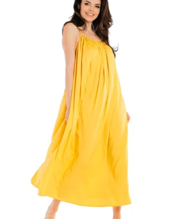 Rochie  Viscoza, Bej, Galben