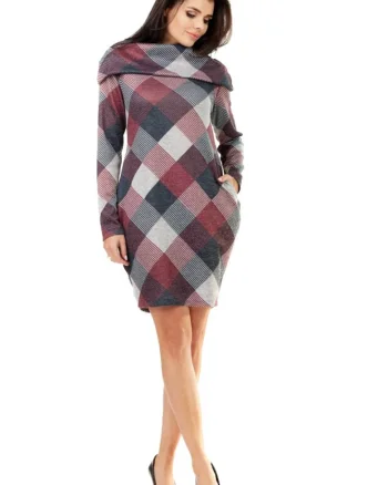 Infinite You Rochie mini dama Gwenervudd M159 burgundy-gri, Visiniu