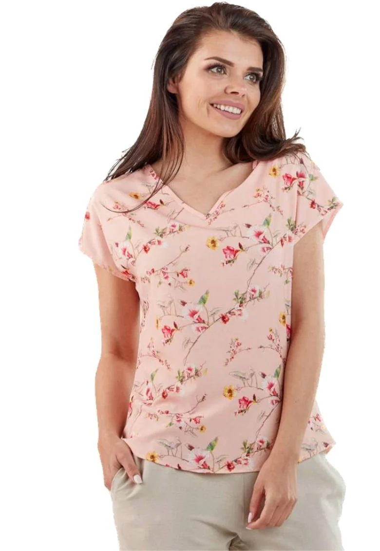 Tricou cu mânecă scurtă pentru femei Infinite You Elizadamor M173 roz, Roz
