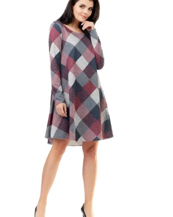 Infinite You Rochie mini dama Lisarad M158 burgundy-gri, Visiniu