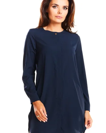 Camasa A236 u maneca lunga  Poliester/Elastan, Bleumarin