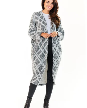 Cardigan dama,  Poliester/Viscoza, Gri