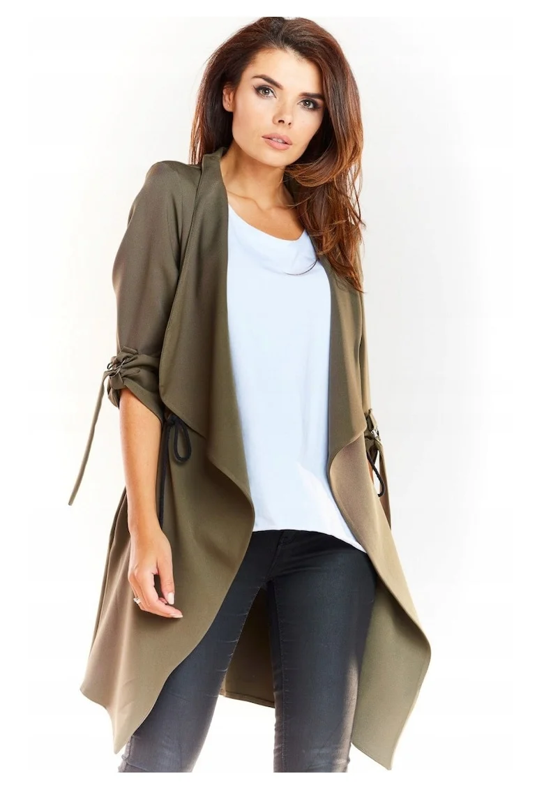 Cardigan Lejer Femei,  Kaki, L/XL, 95% Poliester, 5% Elastan
