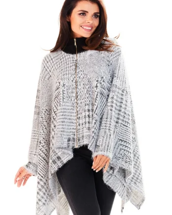 Cardigan Pentru Femei,  L052, Carouri, Marime Unica, Poliester, Maneci Lungi, Guler Inalt, Fermoar, De Inalta Calitate, Multicolor