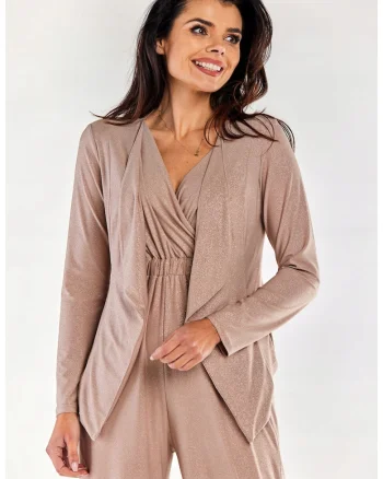 Cardigan femei,  bej, croi lejer, maneci lungi, Bej