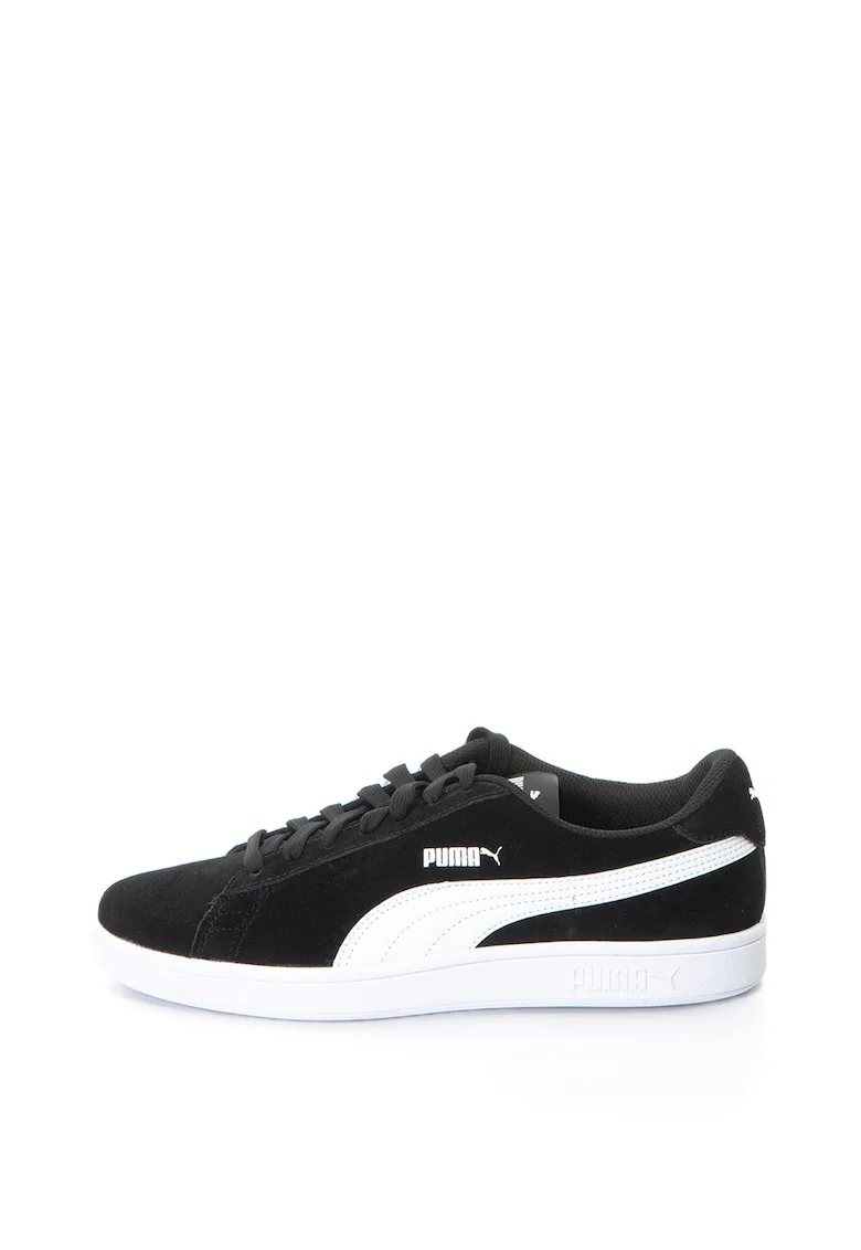Pantofi sport de piele si piele intoarsa Smash v2, Negru/Alb
