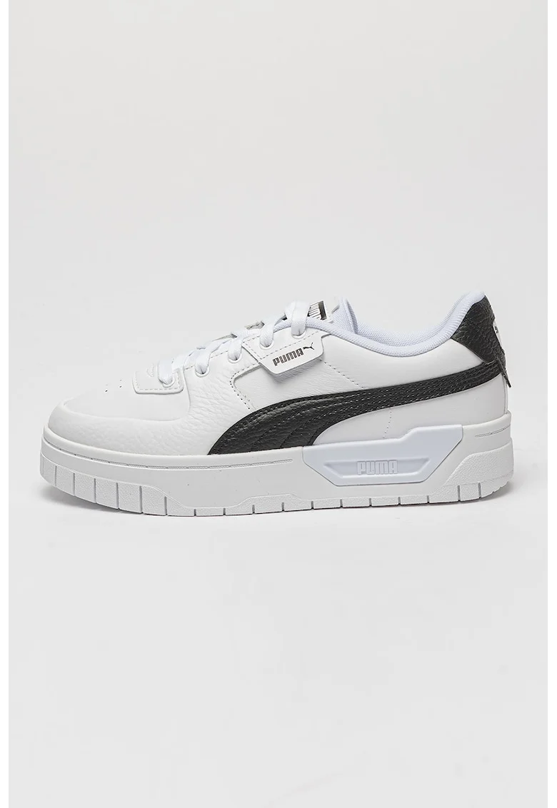 Pantofi sport din piele cu insertii de piele intoarsa Cali Dream, Alb/Negru