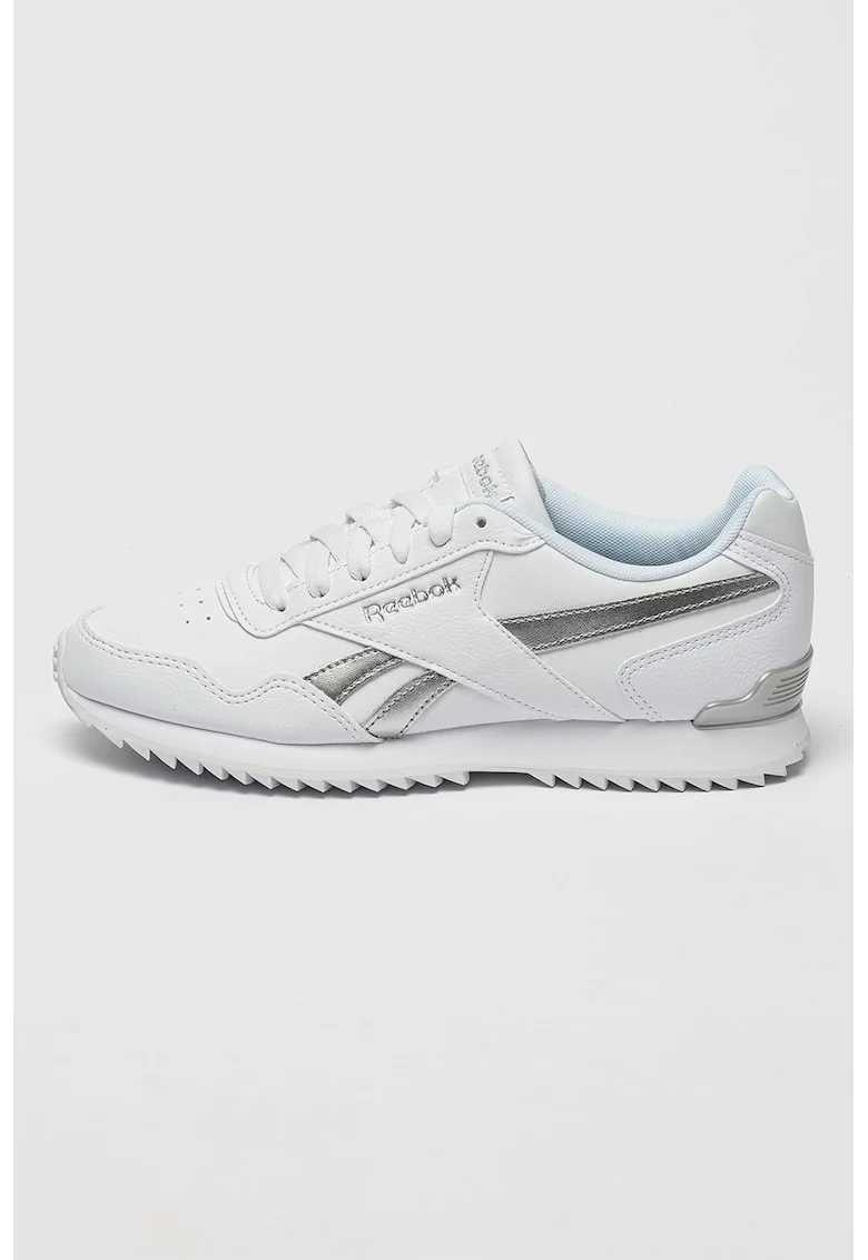 Pantofi sport de piele peliculizata Royal Glide, Alb optic/Argintiu