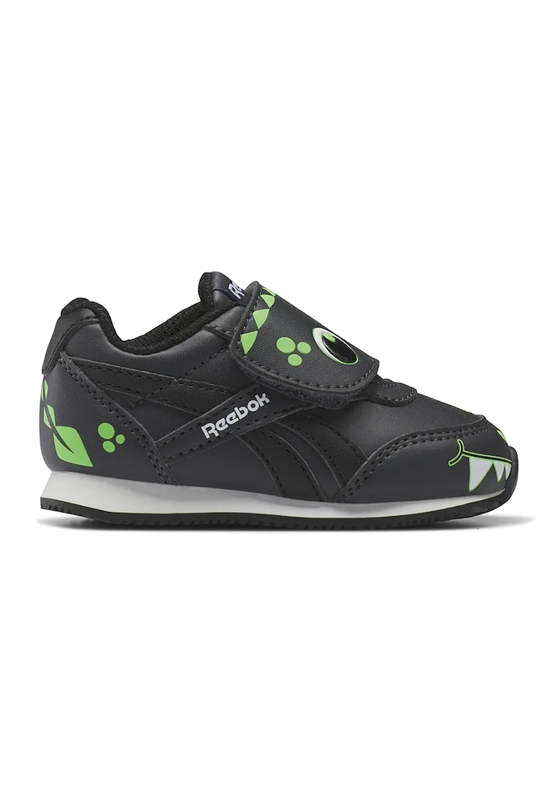 Pantofi sport de piele ecologica cu velcro si detalii grafice Royal CL, Negru