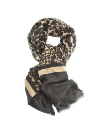 Esarfa cu imprimeu leopard si dungi elegante
