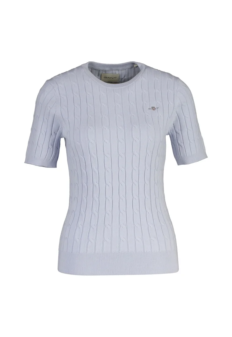 Tricou cu model torsade si detaliu logo, Albastru deschis