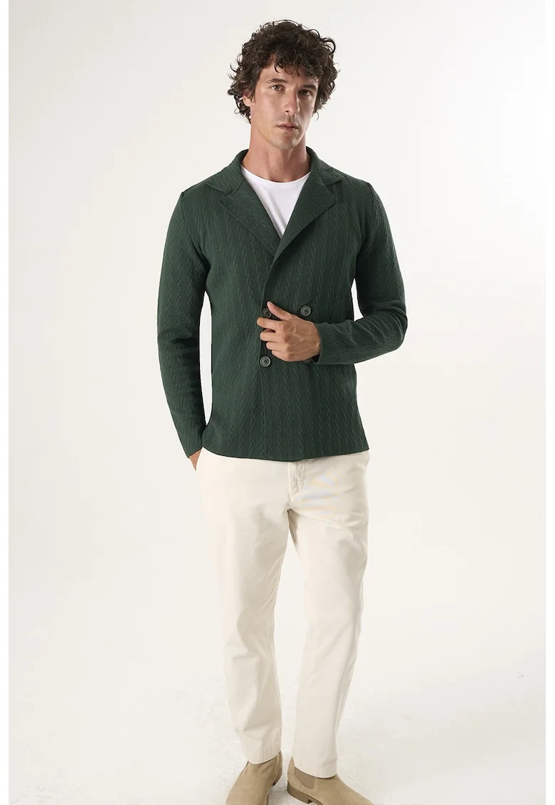 Cardigan din bumbac cu nasturi, Verde aquamarin