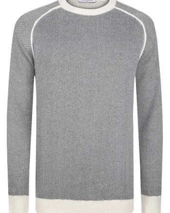 Pulover din bumbac cu maneci raglan, Gri inchis melange/Crem
