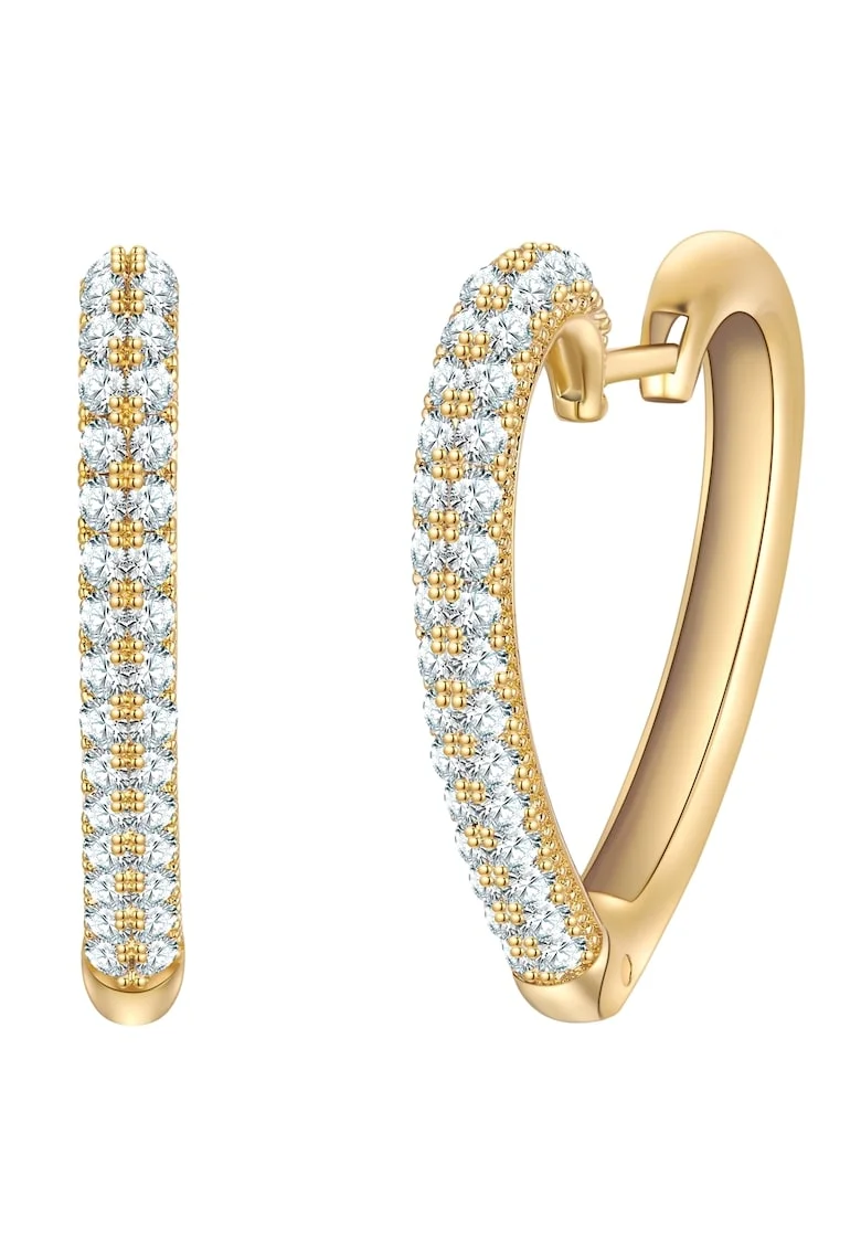 Cercei placati cu aru de 14K cu zirconia, Auriu