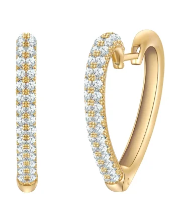 Cercei placati cu aru de 14K cu zirconia, Auriu