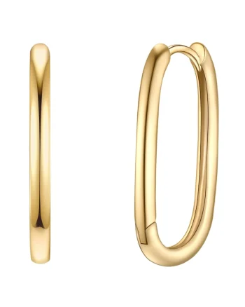 Cercei rotunzi placati cu aur de 14K, Auriu