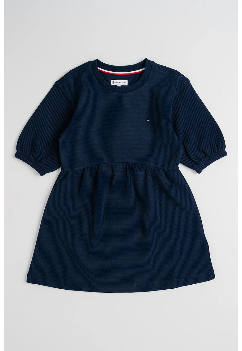 Rochie scurta cu croiala in A si detaliu logo, Bleumarin