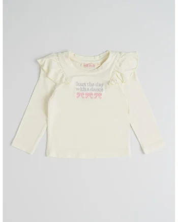 Bluza cu detalii cu volane, Roz deschis/Galben pal