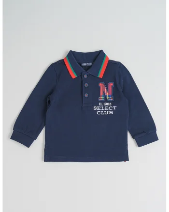 Bluza polo din bumbac, Rosu/Albastru ultramarin