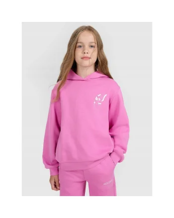 Hanorac  pentru fete, roz, bumbac, gluga, croiala oversize