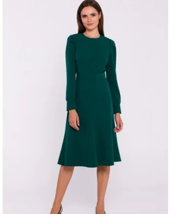 Rochie cu maneci lungi si curea in talie,