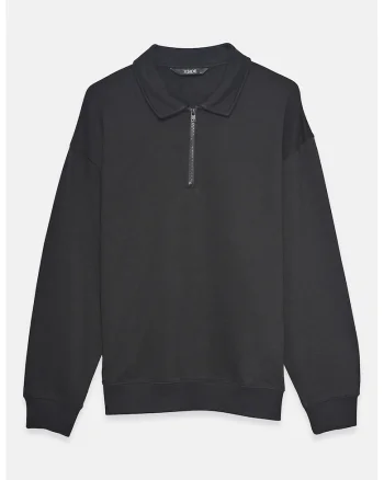 Bluza de trening polo cu croiala lejera, Gri inchis