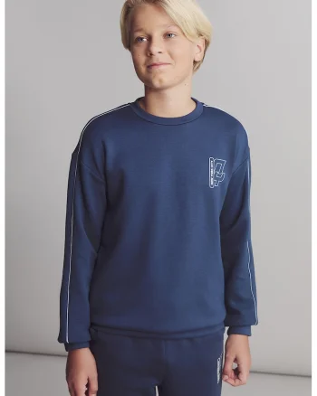 Bluza de trening cu maneci cazute, Bleumarin