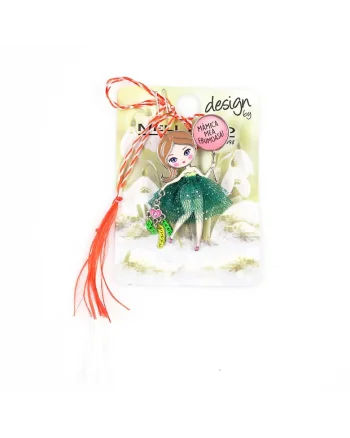 Brosă martisor  multicolor, 3x5cm, cu mesaj "Mamica mea frumoasa"