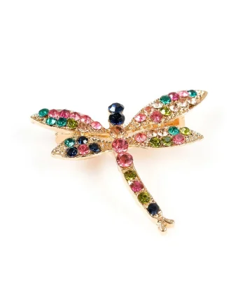 Broșă mărțișor libelulă,  multicolor, 3x4cm, include șnur și plic