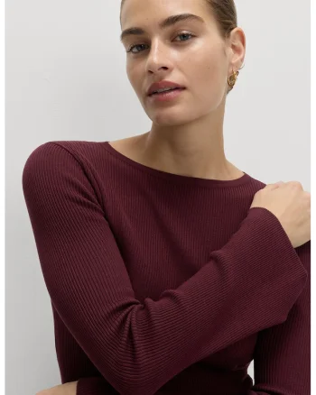 Bluza striata cu maneci clopot, Rosu inchis