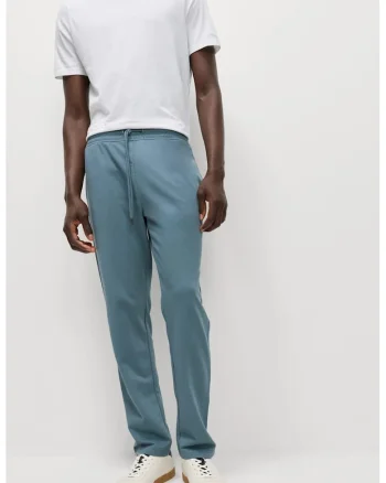 Pantaloni de trening cu buzunare laterale, Albastru melange