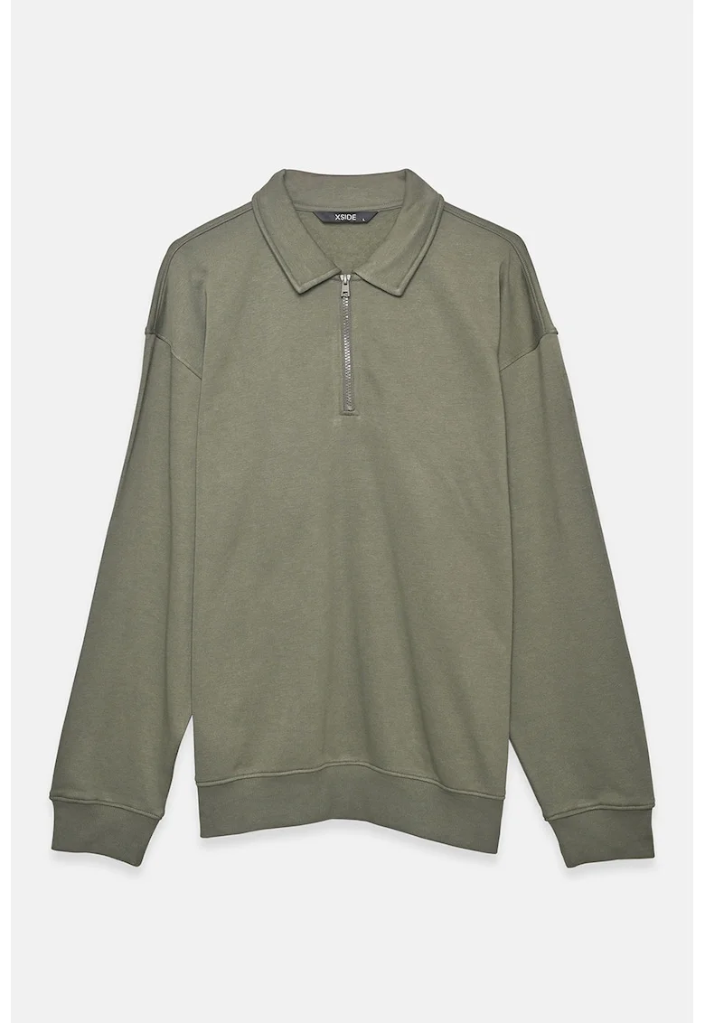 Bluza de trening polo cu croiala lejera, Gri cenusiu