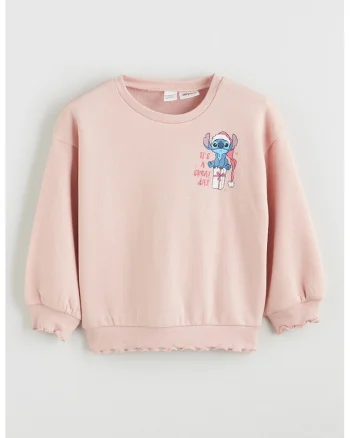 Bluza de trening cu croiala lejera si imprimeu desene animate, Albastru/Roz pal