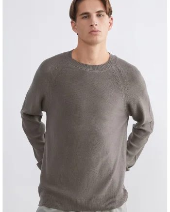 Pulover tricotat fin cu maneci raglan, Maro