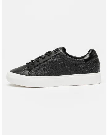 Pantofi sport cu talpa flatform si logo, Negru