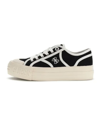 Pantofi sport canvas low-cut cu logo, Negru/Alb murdar