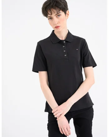 Tricou polo regular-fit cu logo discret, Negru