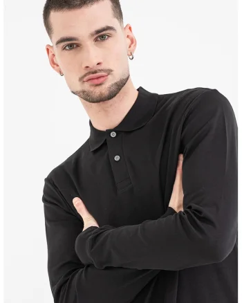 Bluza polo cu logo discret, Negru