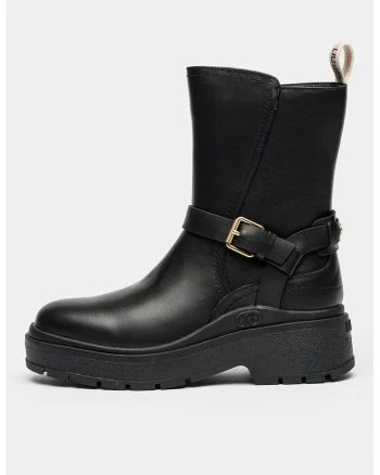 Ghete de piele cu catarama decorativa si banda Andrea, Negru