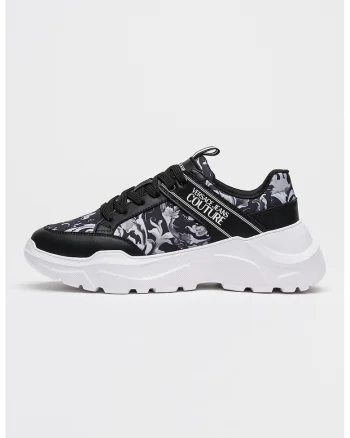 Pantofi sport cu model logo, Negru/Gri deschis