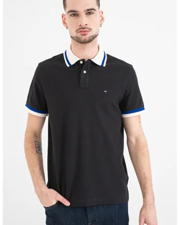Tricou polo regular fit, Negru
