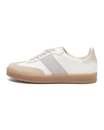 Pantofi sport din piele si piele intoarsa Nora, Alb/Bej